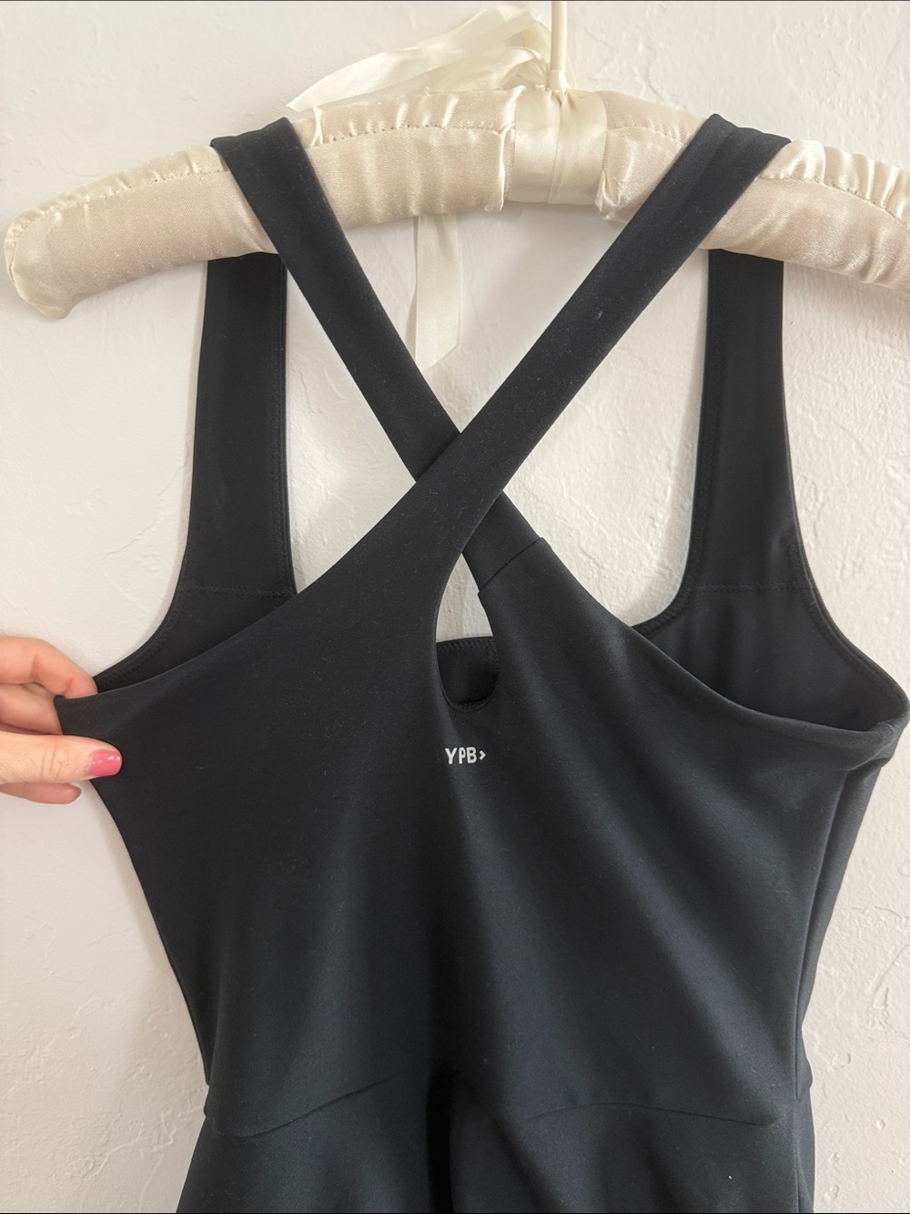 Women’s Black Cross-Back Tank Dress Built in bra and shorts. Abercrombie YPB - Picture 3 of 4